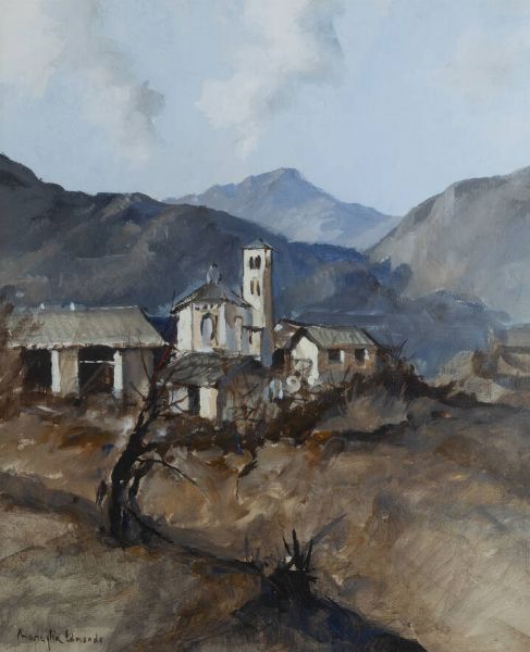 EDMONDO MANEGLIA Koziu (Turchia) 1925 - 2003 Torino : Paesaggio  - Asta Dipinti - Associazione Nazionale - Case d'Asta italiane