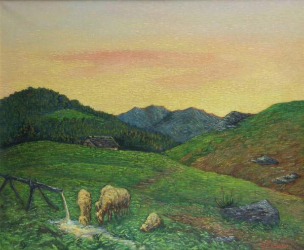 SEVERINO FERRARIS Prestinone (VB) 1903 - 1979 : Mattino sull'Alpe  - Asta Dipinti - Associazione Nazionale - Case d'Asta italiane