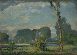 FRANCESCO MENNYEY Torino 1889 - 1950 - Alberi lungo il Sangone