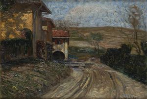 MARIO BERTOLA Torino 1880 - 1926 - Strada davanti alle case