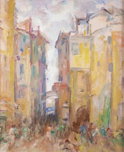 MARIO MICHELETTI Balzola Monferrato (AL) 1892 - 1975 Torino - Una piazza 1969