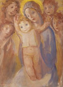 MARIO MICHELETTI Balzola Monferrato (AL) 1892 - 1975 Torino - Madonna con bambino