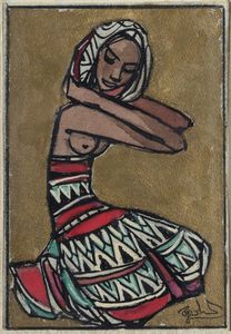 GOLIA (Eugenio Colmo) Torino 1885 - 1967 - Figura femminile esotica