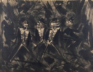 LUIGI SPAZZAPAN Gradisca d'Isonzo (GO) 1889 - 1958 Torino - Grottesco o Danza macabra anni '40