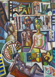 CARLO LORO Lonigo (VI) 1915 - 2002 Torino - Interno con nudi 1969