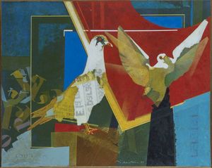 ALFREDO BILLETTO Torino 1932 - Composizione con colombe 1985