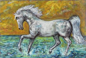 GIOVANFRANCESCO GONZAGA Milano 1921 - 2007 - Destriero bianco