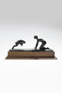 VICTOR SILVESTRE Francia 1884 - 1974 - Jeune femme au cabri