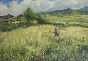 GIUSEPPE GHEDUZZI Crespellano (BO) 1889 - 1957 Torino - Esuberanza primaverile in Valtournenche