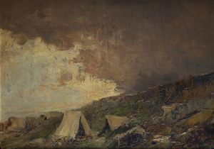 GIUSEPPE AUGUSTO LEVIS Chiomonte (TO) 1873 - 1926 Racconigi (CN) - Attendamenti sugli altipiani 1918