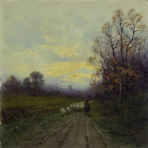 GIOVANNI PISANO Sevi (NU) 1875 - 1964 Torino - Verso il pascolo