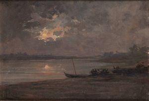 LEONARDO RODA Racconigi (CN) 1868 - 1933 - Notturno sul fiume