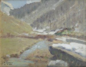 ROBERTO LEONE Tronzano (VC) 1891-1975 Torino - Ruscello a Chamois 6-5-1971