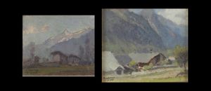 ROBERTO LEONE Tronzano (VC) 1891-1975 Torino - Lotto di due dipinti A-La Salle 11-9-1967 B-Paesaggio montano 19-12-1957