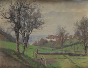 CAMILLO MERLO Torino 1856 - 1931 - Primavera in collina aprile 1919