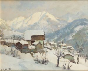 ANGELO ABRATE Torino 1900 - 1985 Sallanches (Alta Savoia) - Barlumi di luce nel grigio al col de Joux Sallanches 1955