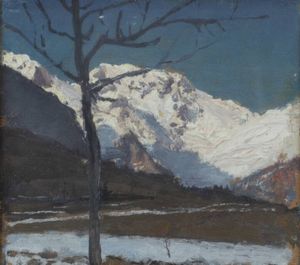 CESARE MAGGI Roma 1881 - 1961 Torino - Paesaggio innevato  18/12/1953