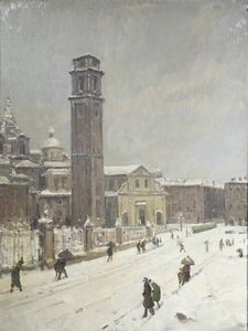 CARLO MUSSO Balangero (TO) 1907 - 1968 - Il Duomo di Torino sotto la neve