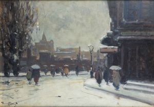VENANZIO ZOLLA Colchester (Regno Unito) 1880 - 1961 Torino - Strada con neve