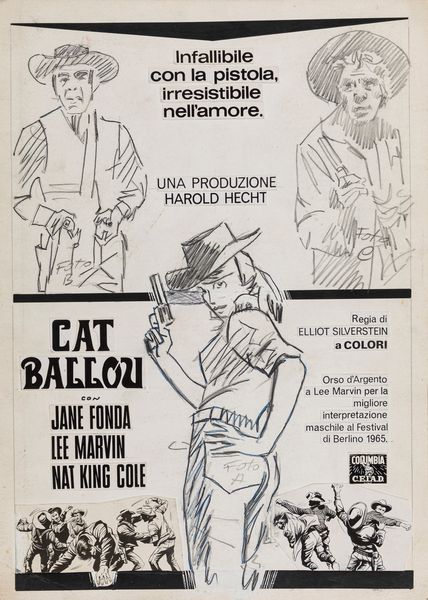 A.N.I. (autore non identificato) : Cat Ballou  - Asta Bozzetti Cinematografici   - Associazione Nazionale - Case d'Asta italiane