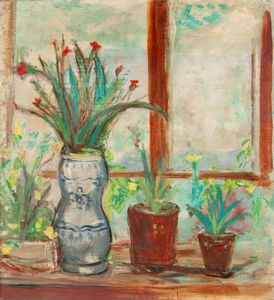 Amerigo Bartoli Natinguerra - Vasi di fiori sul davanzale