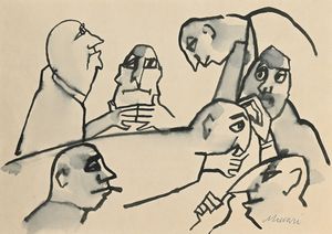 MINO MACCARI - Uomini al tavolo