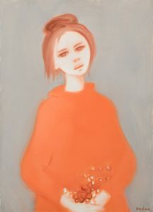 Laura Padoa - Ritratto di fanciulla con fiori arancio