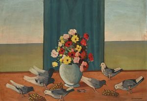 Pietro Morando - Natura morta con vaso di fiori