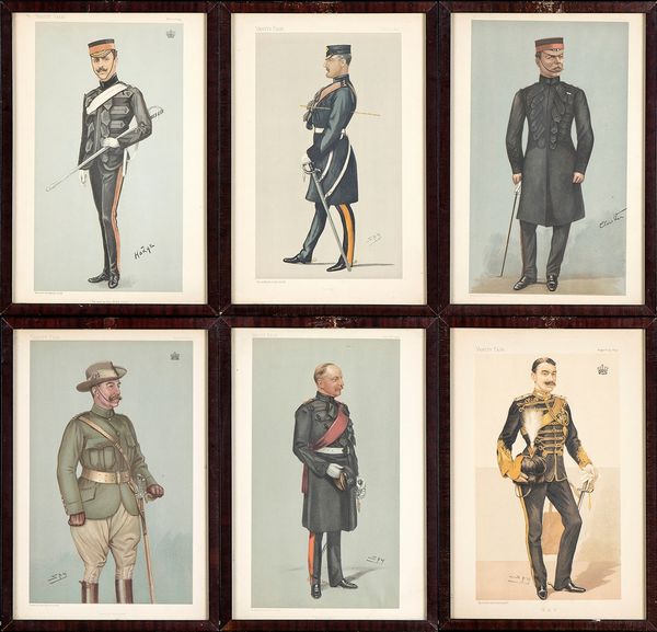 Sei stampe raffiguranti uomini in uniforme  - Asta Militaria, Medaglie e Ordini Cavallereschi - Associazione Nazionale - Case d'Asta italiane