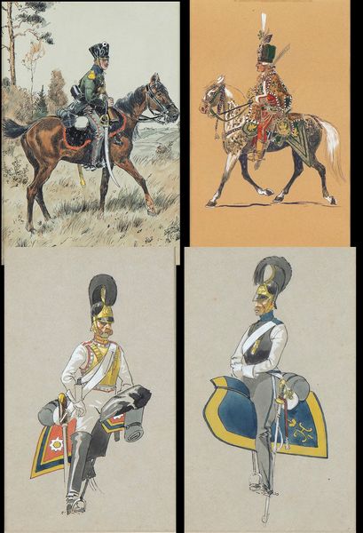 Quattro Gouaches raffiugranti uniformi dell'esercito imperiale russo  - Asta Militaria, Medaglie e Ordini Cavallereschi - Associazione Nazionale - Case d'Asta italiane