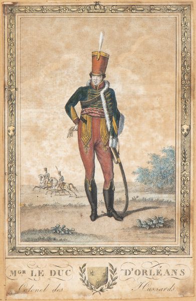Stampa acquarellata raffigurante il Duca d'Orleans  - Asta Militaria, Medaglie e Ordini Cavallereschi - Associazione Nazionale - Case d'Asta italiane