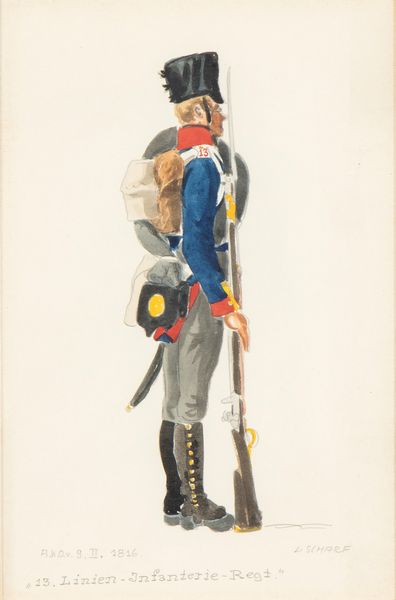 Gouache raffigurante soldato del 13 regimento fanteria di  linea  - Asta Militaria, Medaglie e Ordini Cavallereschi - Associazione Nazionale - Case d'Asta italiane