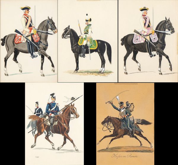 5 Gouache raffiguranti uniformi tedesche  - Asta Militaria, Medaglie e Ordini Cavallereschi - Associazione Nazionale - Case d'Asta italiane