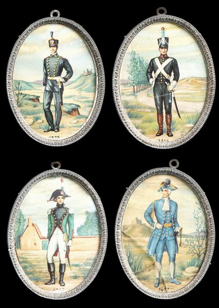 Quattro miniature acquarellate  - Asta Militaria, Medaglie e Ordini Cavallereschi - Associazione Nazionale - Case d'Asta italiane