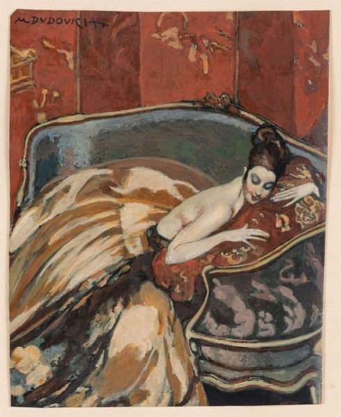 Marcello Dvdovich : Fanciulla sul sof�  - Asta Arte moderna e contemporanea - Associazione Nazionale - Case d'Asta italiane