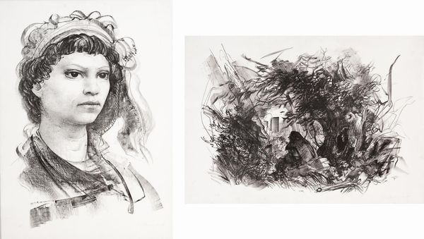 Pietro  Annigoni : Lotto unico composto da n. 2 litografie su carta  - Asta Grafiche e multipli  - Associazione Nazionale - Case d'Asta italiane