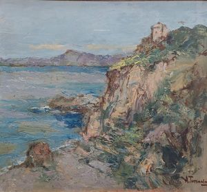 Arturo  Bacio Terracina (Napoli 1882 - 1951) - Veduta costiera