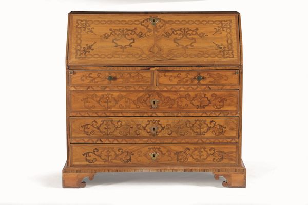 Ribalta Luigi XVI in legno intarsiato e filettato, fine XVIII secolo  - Asta Antiquariato - Associazione Nazionale - Case d'Asta italiane