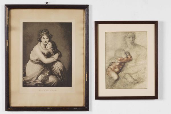 Due Stampe diverse raffiguranti maternit  - Asta Antiquariato - Associazione Nazionale - Case d'Asta italiane
