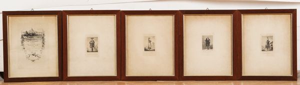 Lotto di 13 acqueforti, 12 costumi d'Italia, 1750, riprodotte nel 1862, e una rappresentazione  - Asta Antiquariato - Associazione Nazionale - Case d'Asta italiane