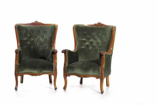 Quattro poltrone Luigi Filippo in legno intagliato, XIX secolo  - Asta Antiquariato - Associazione Nazionale - Case d'Asta italiane