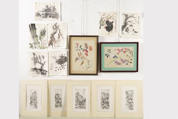 8 acquerelli (2 in cornice) a soggetto orientale e 5 stampe  - Asta Antiquariato - Associazione Nazionale - Case d'Asta italiane