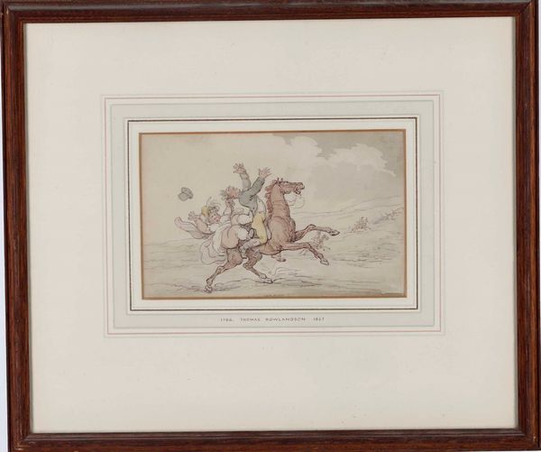 Thomas Rowlandson: piccolo acquerello con figure a cavallo  - Asta Antiquariato - Associazione Nazionale - Case d'Asta italiane