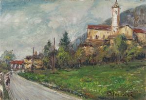 Berto Ferrari - Veduta di cittadina collinare