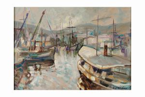 Angelo Maria Armao : Pescherecci a Lerici  - Asta Antiquariato - Associazione Nazionale - Case d'Asta italiane