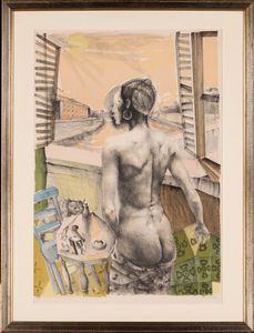 Ugo Attardi - Figura di donna al davanzale