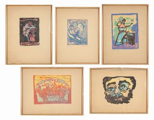MINO MACCARI - Lotto di 5 litografie