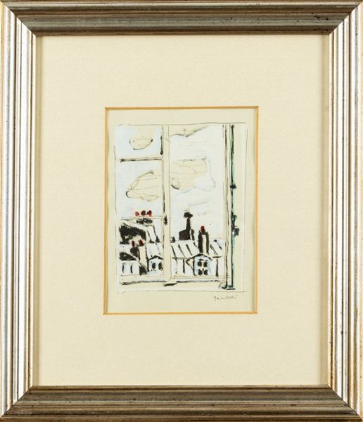 Orfeo Tamburi : Senza titolo (Dalla finestra)  - Asta Arte Moderna e Contemporanea - Associazione Nazionale - Case d'Asta italiane