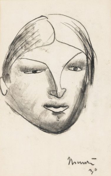 Giacomo Manzù : Senza titolo (Volto di giovane)  - Asta Arte Moderna e Contemporanea - Associazione Nazionale - Case d'Asta italiane