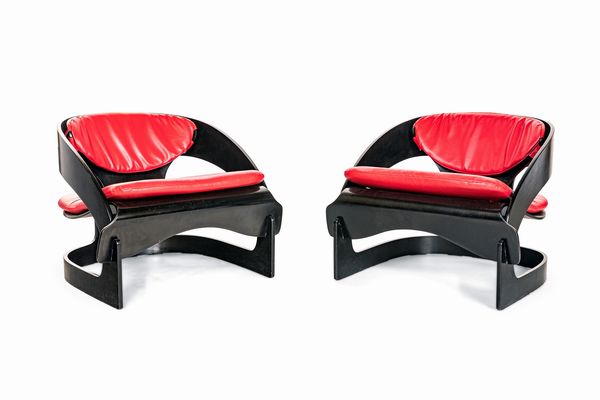 JOE COLOMBO : Due poltrone mod. 4801  - Asta Design e Arti Decorative del XX - Associazione Nazionale - Case d'Asta italiane